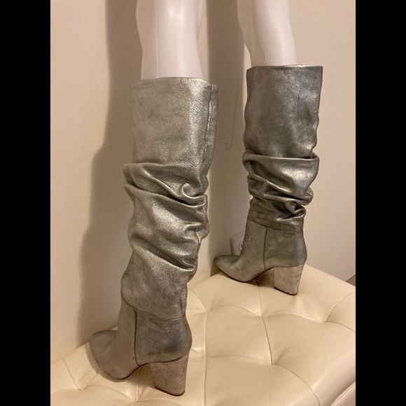 🆕🚺💟NINE WEST SILVER LEATHER BOOTS💟🚺🆕 - Picture 8 of 12